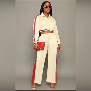 Sexy and Comfy Cropped jogger set beige/red medium (6-8)